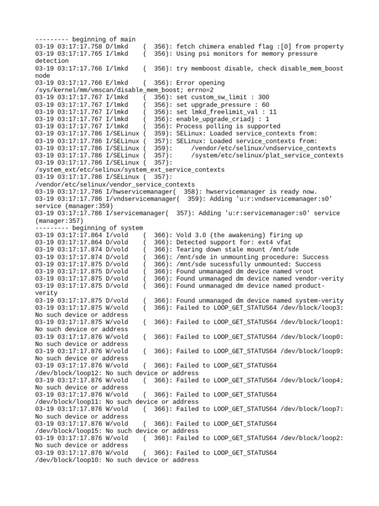 LMKD and VOLD Initialization Logs | PDF | Proprietary Software | Device ...