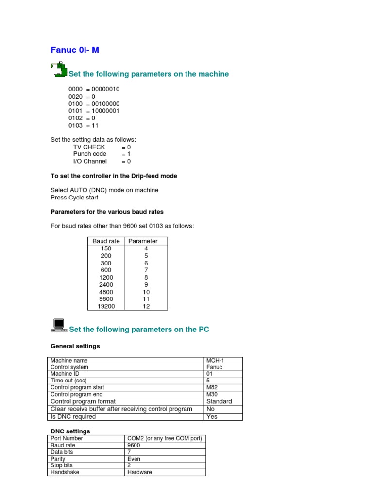 Fanuc 0i-M DNC Setup Guide | PDF | Computers