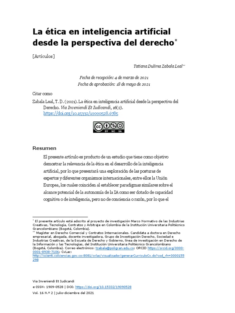 Ética en Inteligencia Artificial y Derecho | PDF | Inteligencia ...