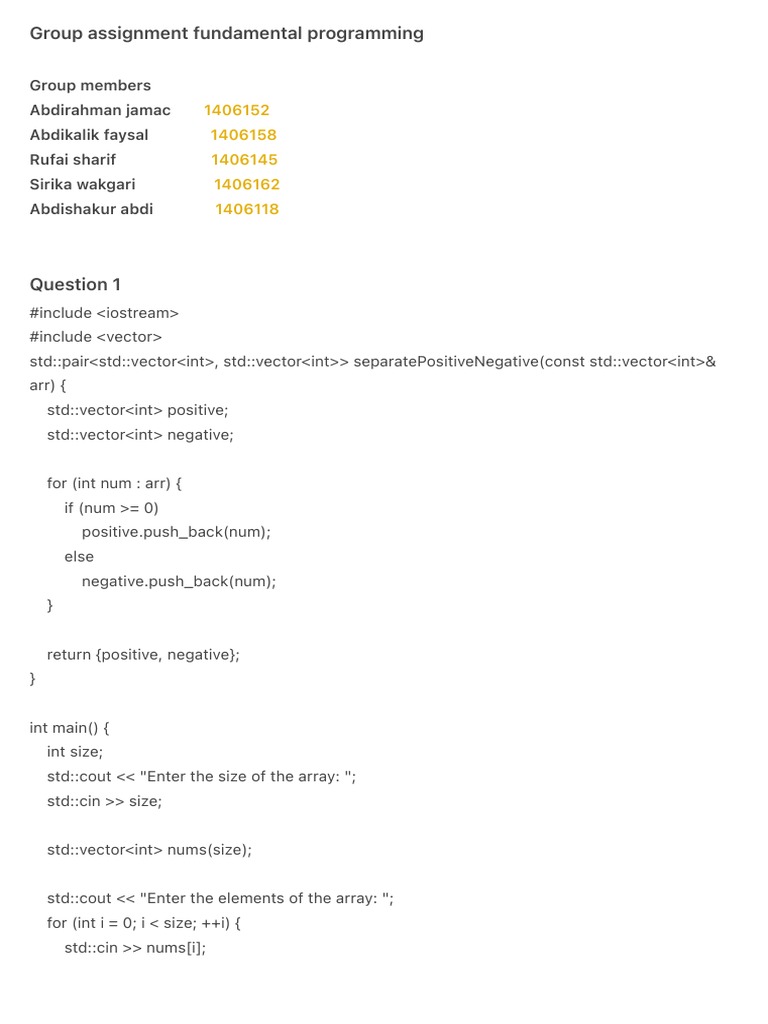 Group Assignment Fundamental Programming | PDF | C++ | Computer Programming