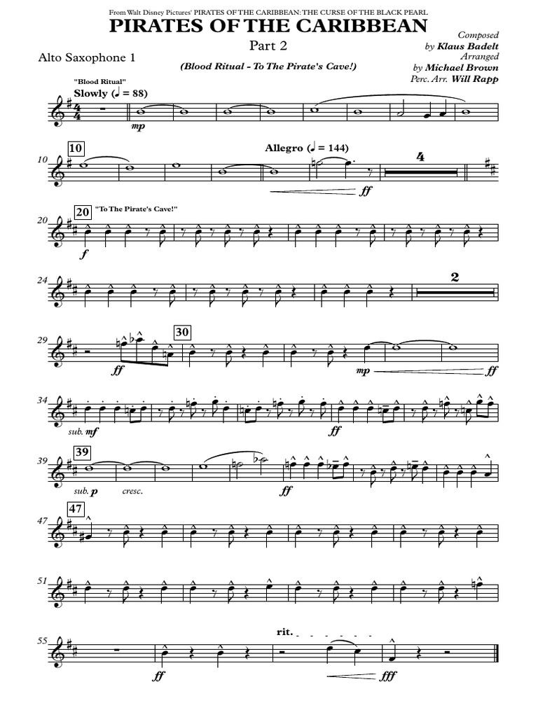 Alto Sax 1 Pirates Of The Caribbean Part 2 Parts Pdf