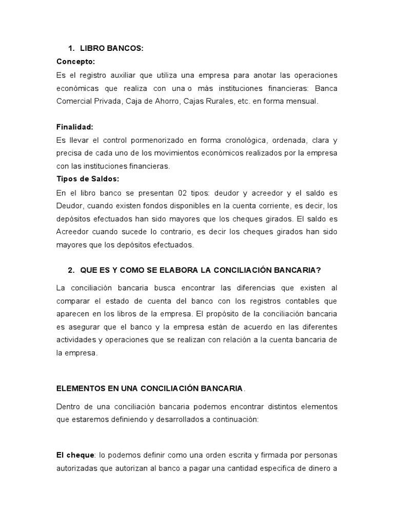 Caso Conciliaciones Bancarias/ejemplo De Una Conciliaci N Bancaria
