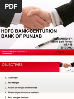 HDFC Bank-Centurion Bank of Punjab: Presented By: Sachi Bani Perhar Mba-Ib 2010-2012