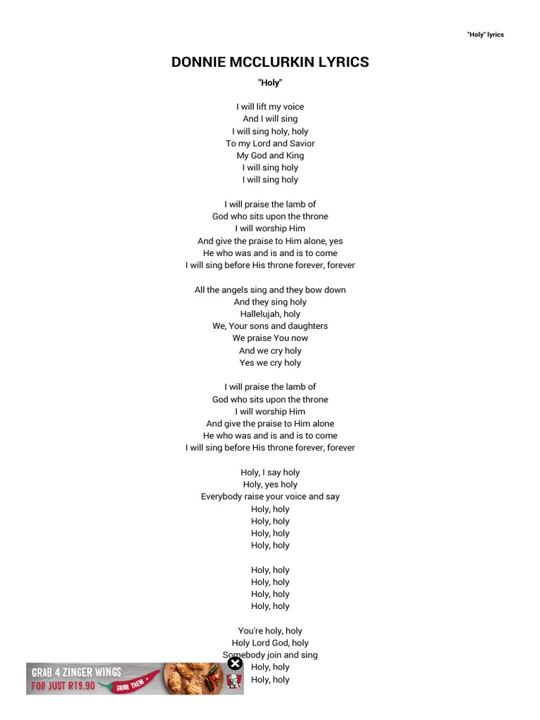 DONNIE MCCLURKIN LYRICS Holy PDF