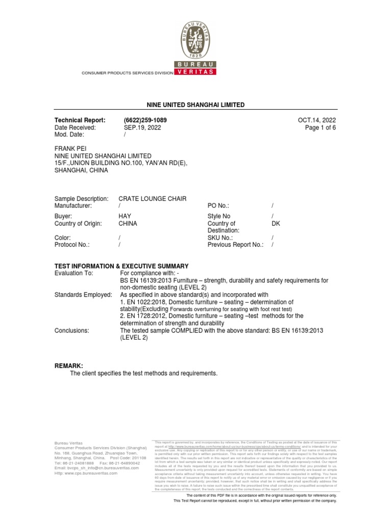 Compliance Report for EN 16139:2013 | PDF