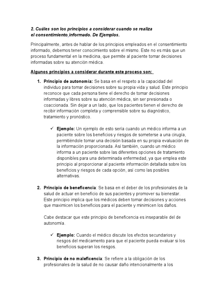 Principios del Consentimiento Informado | PDF | Consentimiento ...