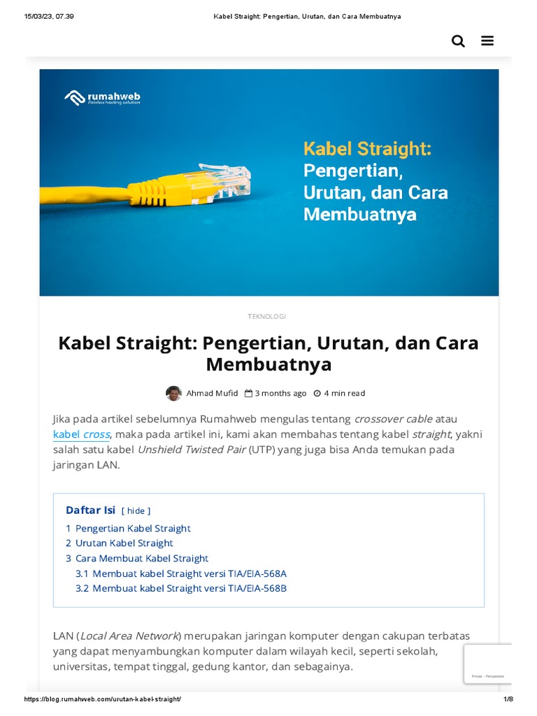 Kabel Straight_ Pengertian, Urutan, Dan Cara Membuatnya | PDF