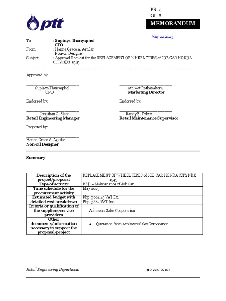 Replacement of Tire WheelsJob Car PDF Tire Automotive Industry