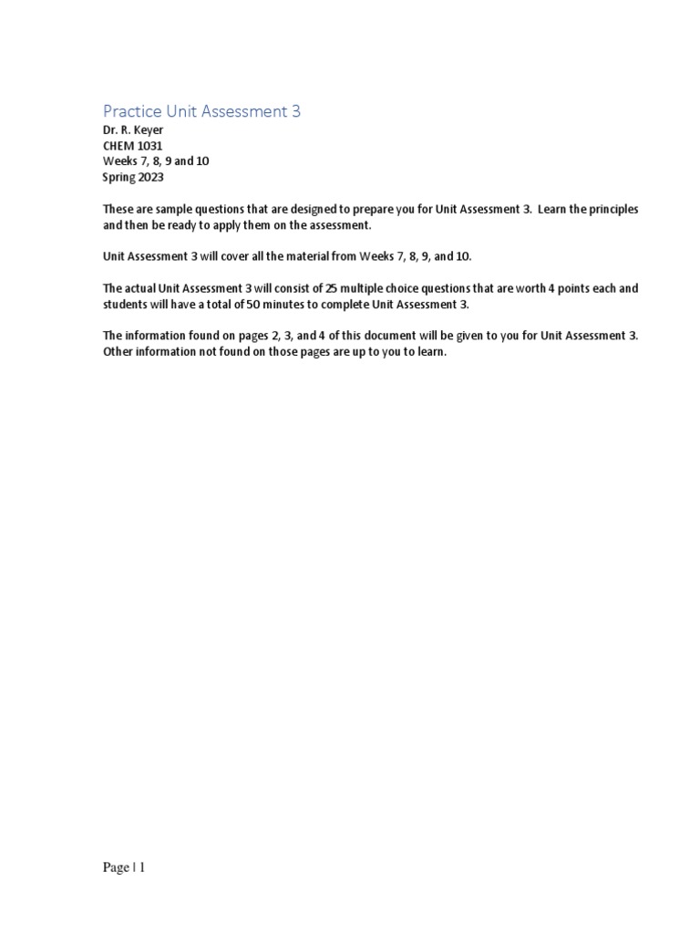CHEM 1031 Unit 3 Practice Assessment | PDF | Chemical Polarity ...