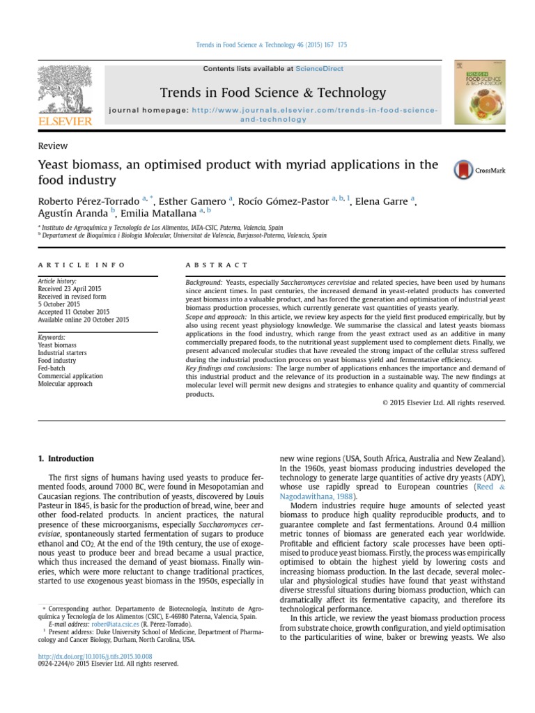 Yeast Biomass in Food Industry Applications | PDF | Yeast | Fermentation
