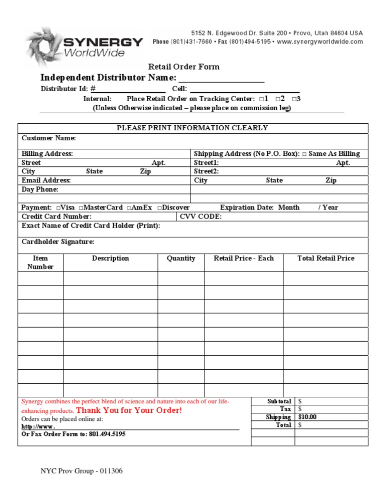 Retail Order Form - 011306 | PDF | Law