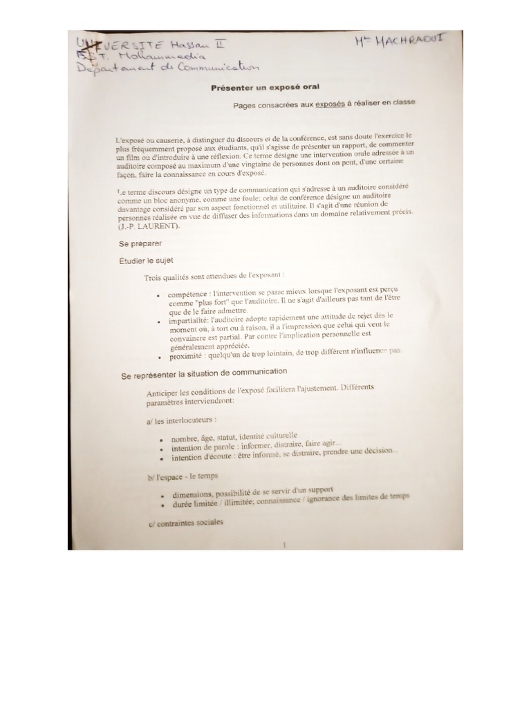 Présenter Un Exposé Oral PDF — free download