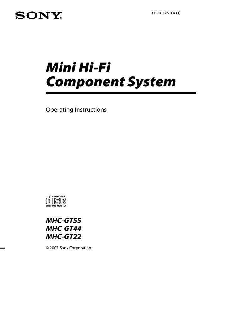 Manual Sony MHC-GT44 (44 Páginas) | PDF