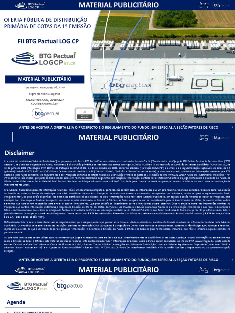 LOG CP BTG FII - Material PublicitÃ¡rio - 1 - 1 | PDF | Investimentos ...