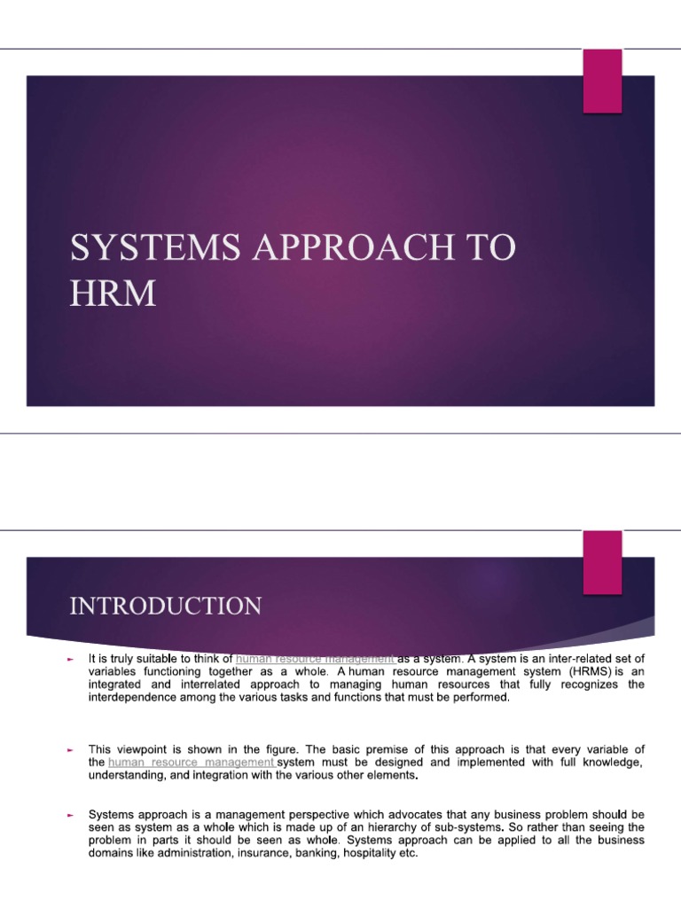 System Approach to Hrm PDF