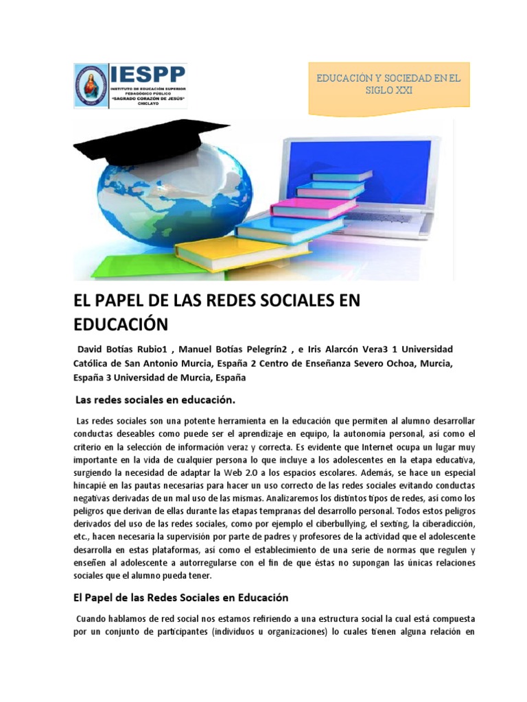 El Papel de Las Redes Sociales en La Educacion | PDF | Servicio de ...