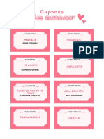 Documento A4 para Imprimir Cupones de San Valentín Divertidos Rosa