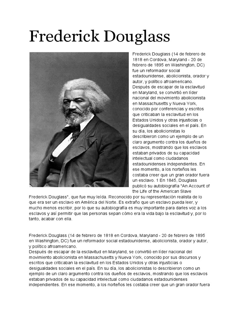 Frederick Douglass: Líder Abolicionista | PDF | Frederick Douglass ...