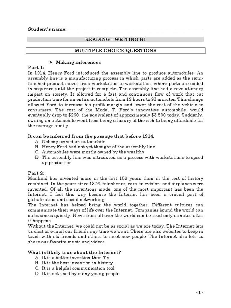 Rw B1 Multiple Choice Pdf Piano Leonardo Da Vinci