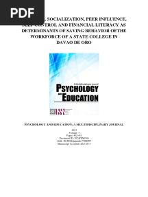 Parental Socialization, Peer Influence, Self Control and Financial Literacy As Determinants of Saving Behavior of The Workforce of A State College in Davao de Oro