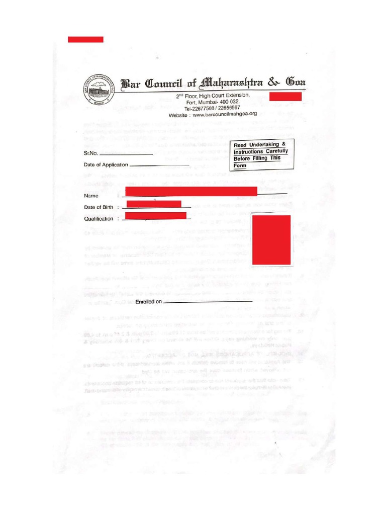 Bar Registration Form PDF
