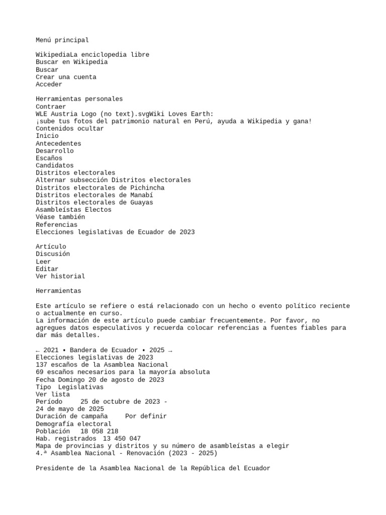 Elecciones Legislativas de Ecuador de 2023 PDF Ecuador Gobierno