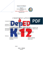 Certification For Form 137