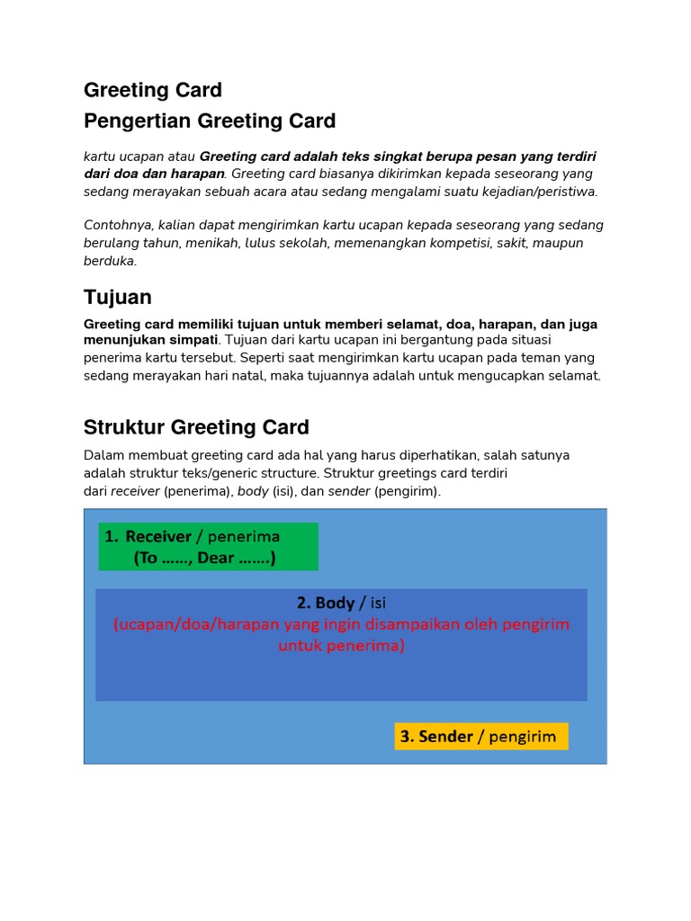 Struktur dan Tujuan Greeting Card | PDF | Seni & Disiplin Bahasa