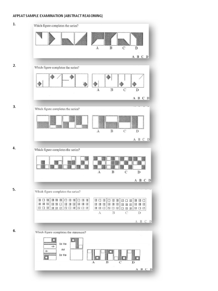 AFPSAT Abstract Reasoning Sample Exam | PDF
