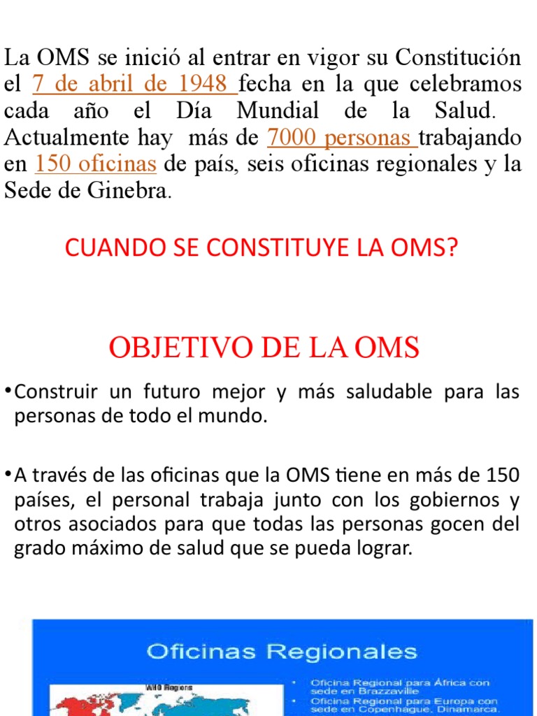 Objetivos y funciones de la OMS | PDF | Organización Mundial de la ...