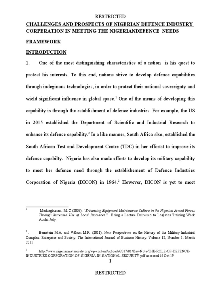 DICON's Role in Nigeria's Defence Needs | PDF | Arms Industry | Military