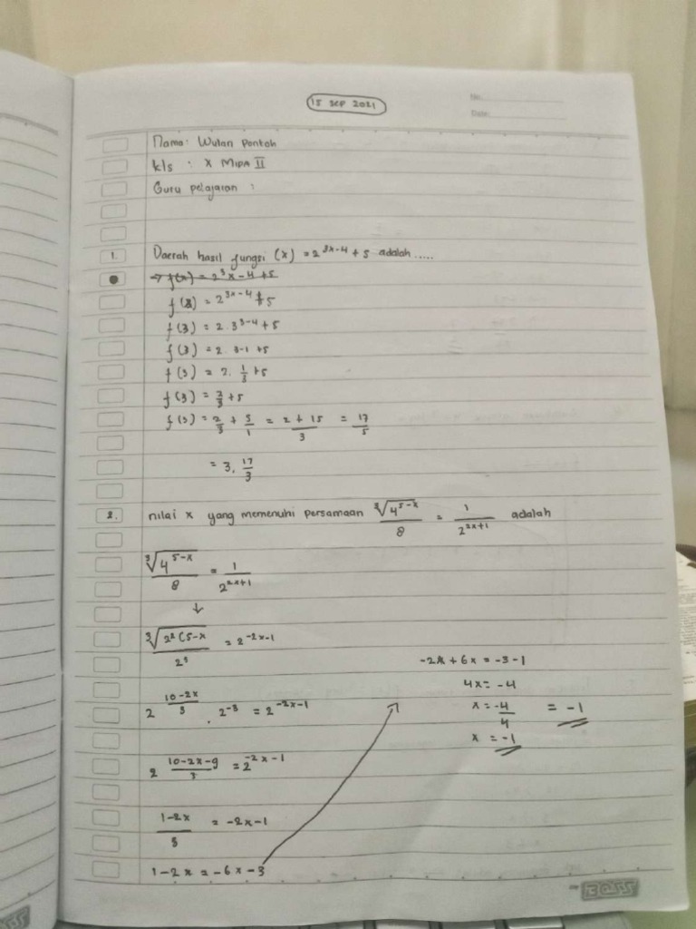 Wulan Pontoh Ulangan Matp. X MIPA 2 | PDF