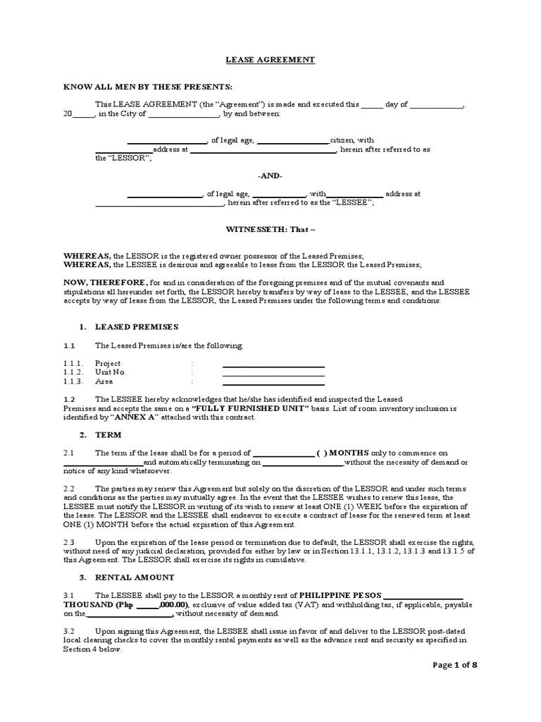 Lease Agreement Format 2023 PDF Lease Justice