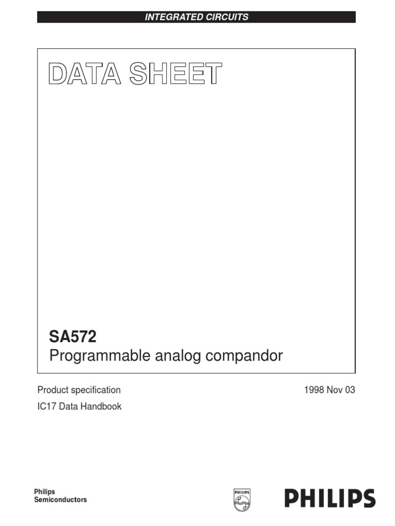 SA572 Programmable Analog Compandor | PDF | Amplifier | Operational ...