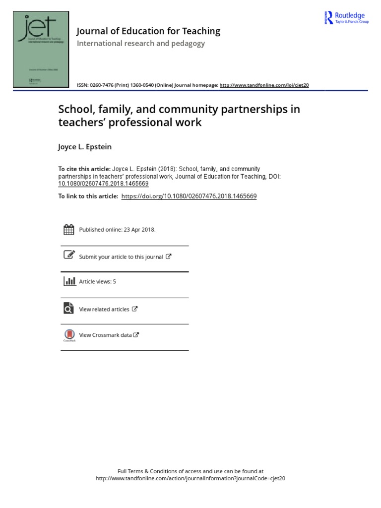 Enhancing School-Community Partnerships | PDF | Teachers | Schools