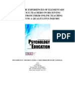 Zooming The Experiences of Elementary Pre-Service Teachers On Receiving Feedback From Their Online Teaching Practicum: A Qualitative Inquiry