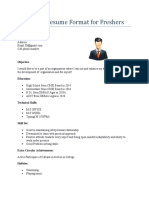 BSC IT Resume Format For Freshers