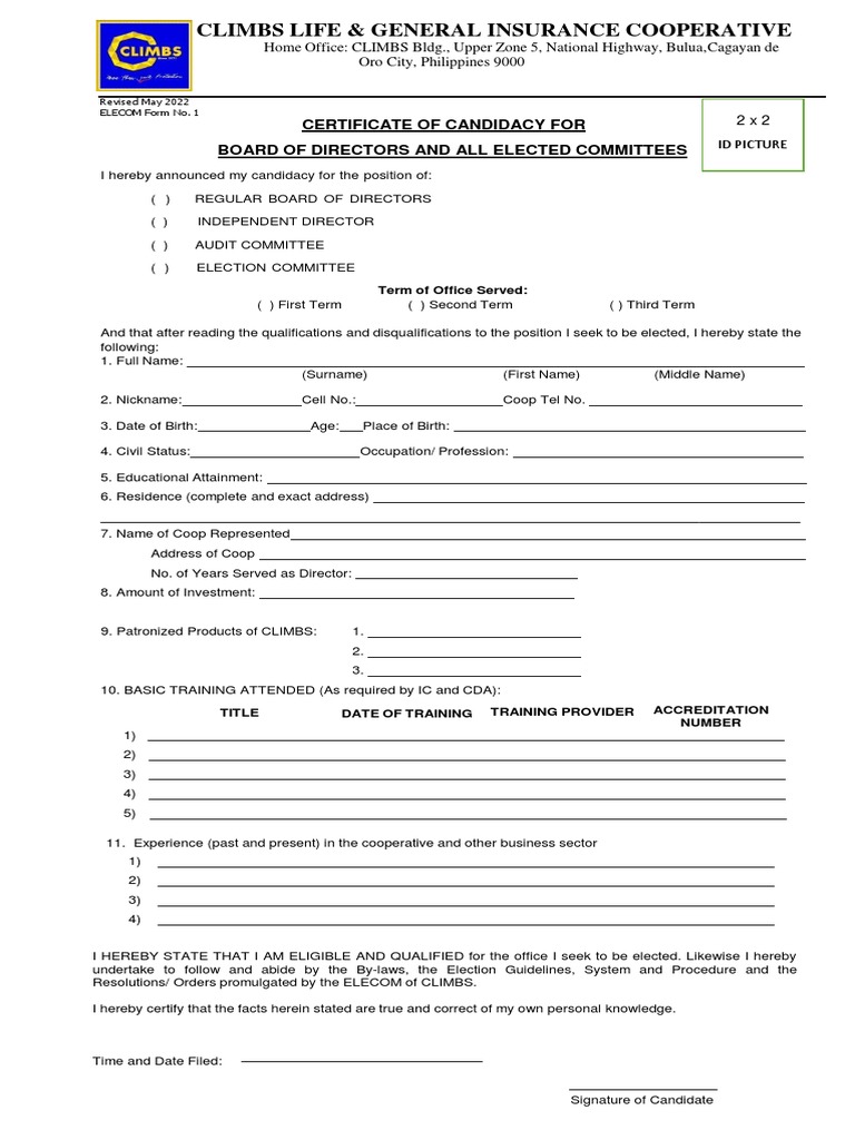 Certificate of Candidacy (COC) | PDF | Law