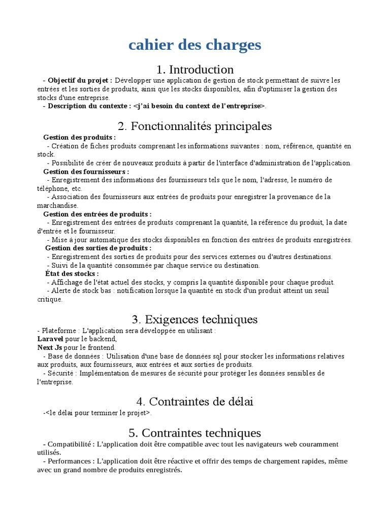 Cahier Des Charges | PDF | Application | Développement de logiciel