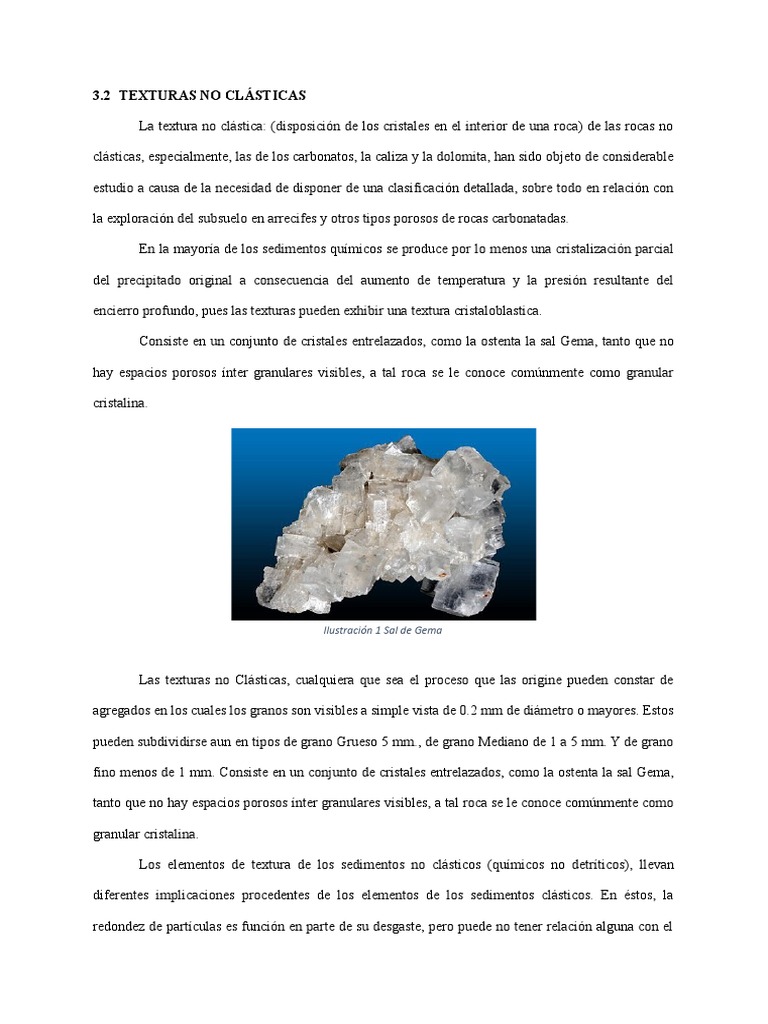 Textura de Los Sedimentos No Clásticos | PDF | Roca clástica | Arenisca