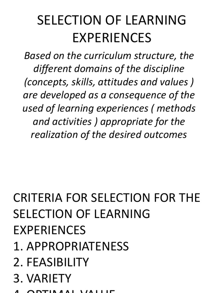selection-of-learning-experiences
