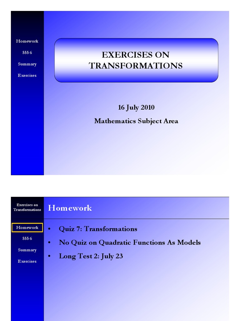 Exercises On Transformations | PDF | Cartesian Coordinate System ...
