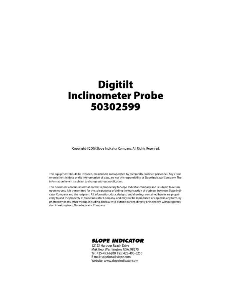 Inclinometer Digitilt Probe Manual | PDF | Electrical Connector | Sine