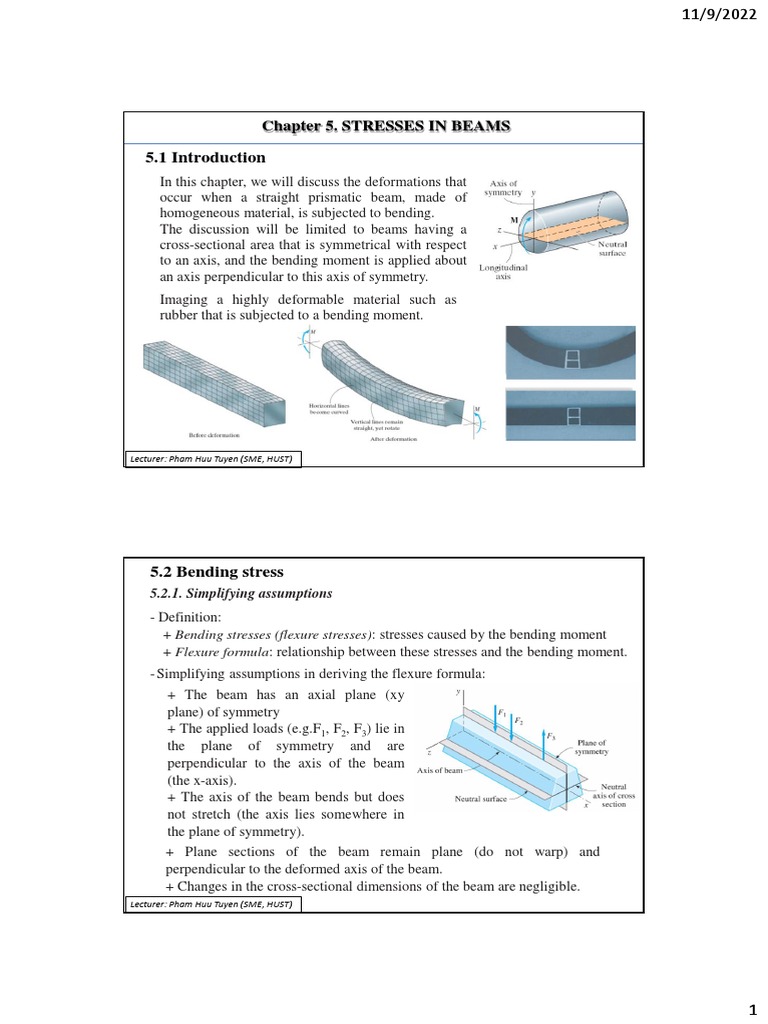 Ka20903 Lecture 4 Stresses In Beams Pdf Bending Beam Structure