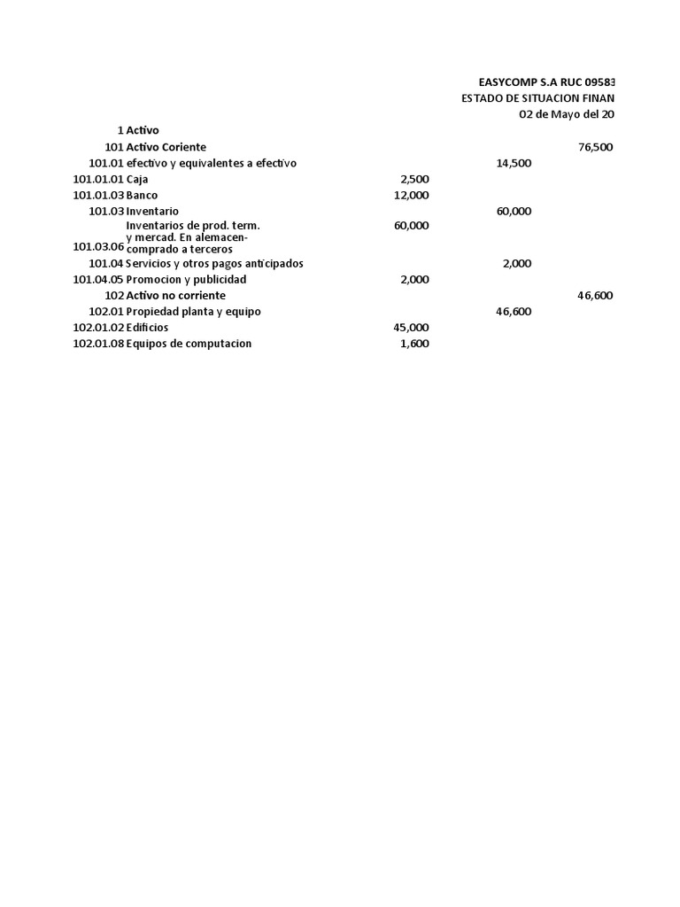 Estado de Situacion Inicial 1 | PDF