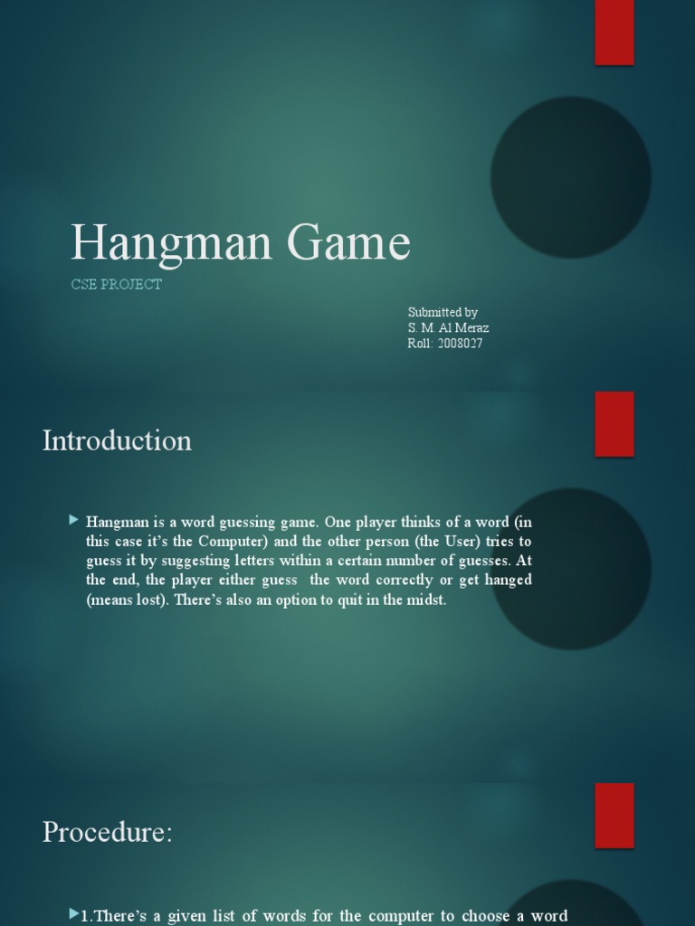 CSE Hangman Game Project | PDF | Games & Activities | Technology ...