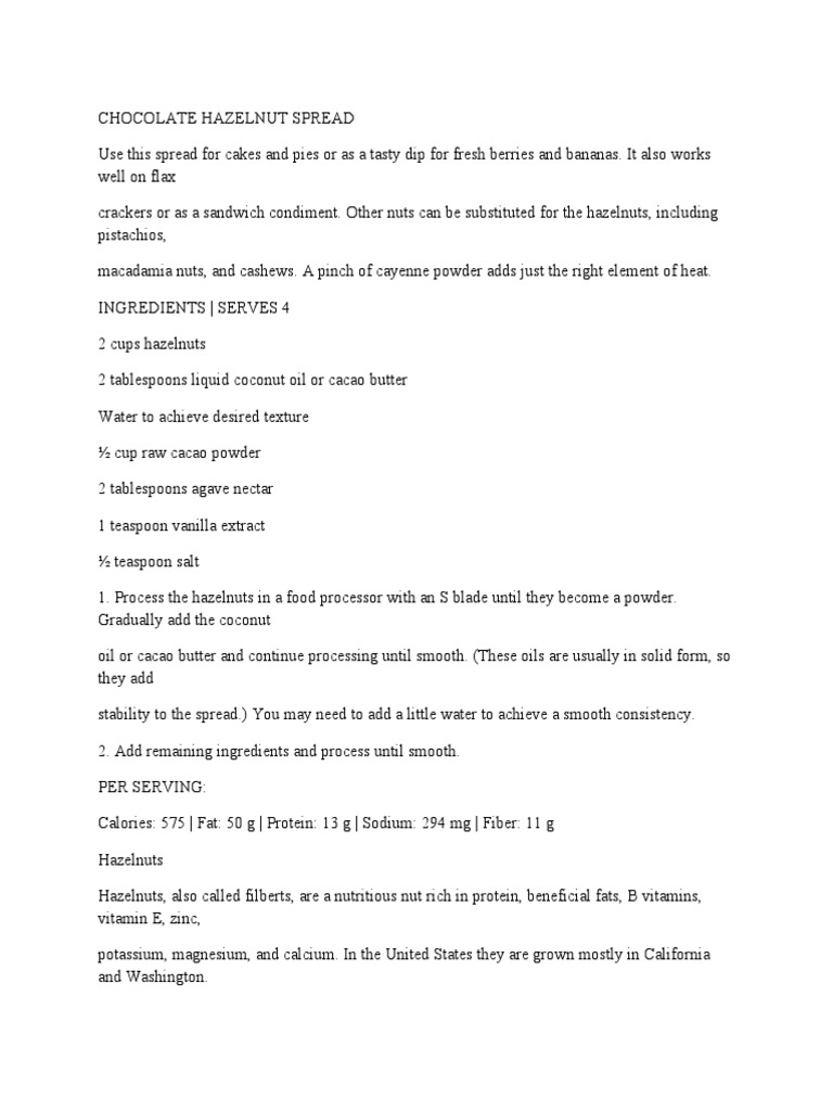 Chocolate Hazelnut Spread PDF