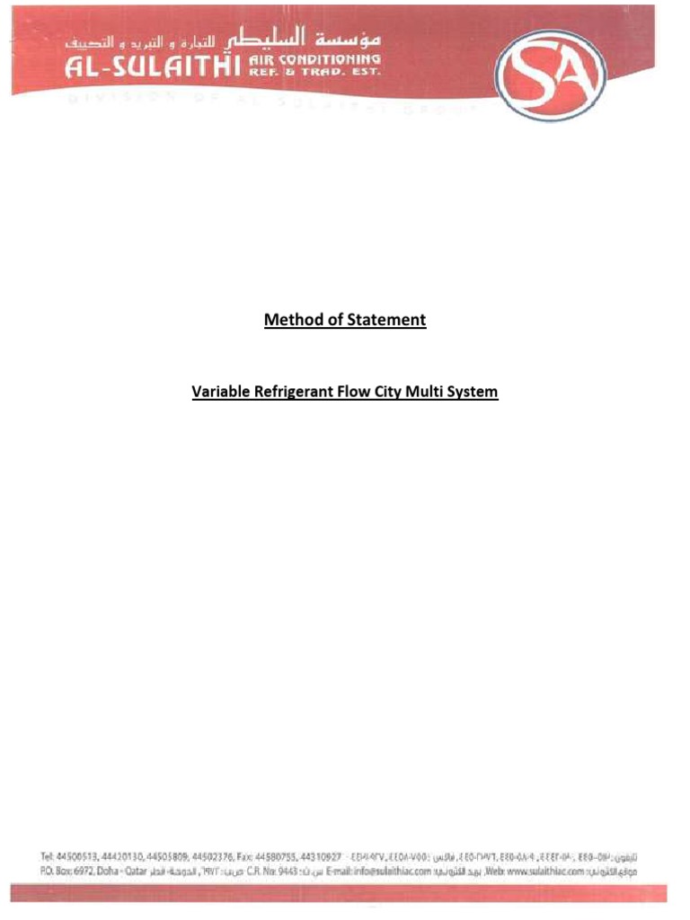 VRF System Installation Method Statement | PDF | Personal Protective ...