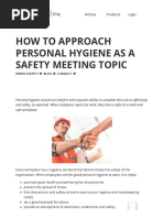 Personal Hygiene Toolbox Talk Guide | PDF | Hygiene | Wash