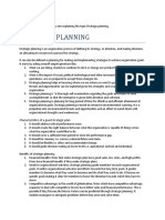 Strategic Planning: Characteristics of A Good Strategic Plan